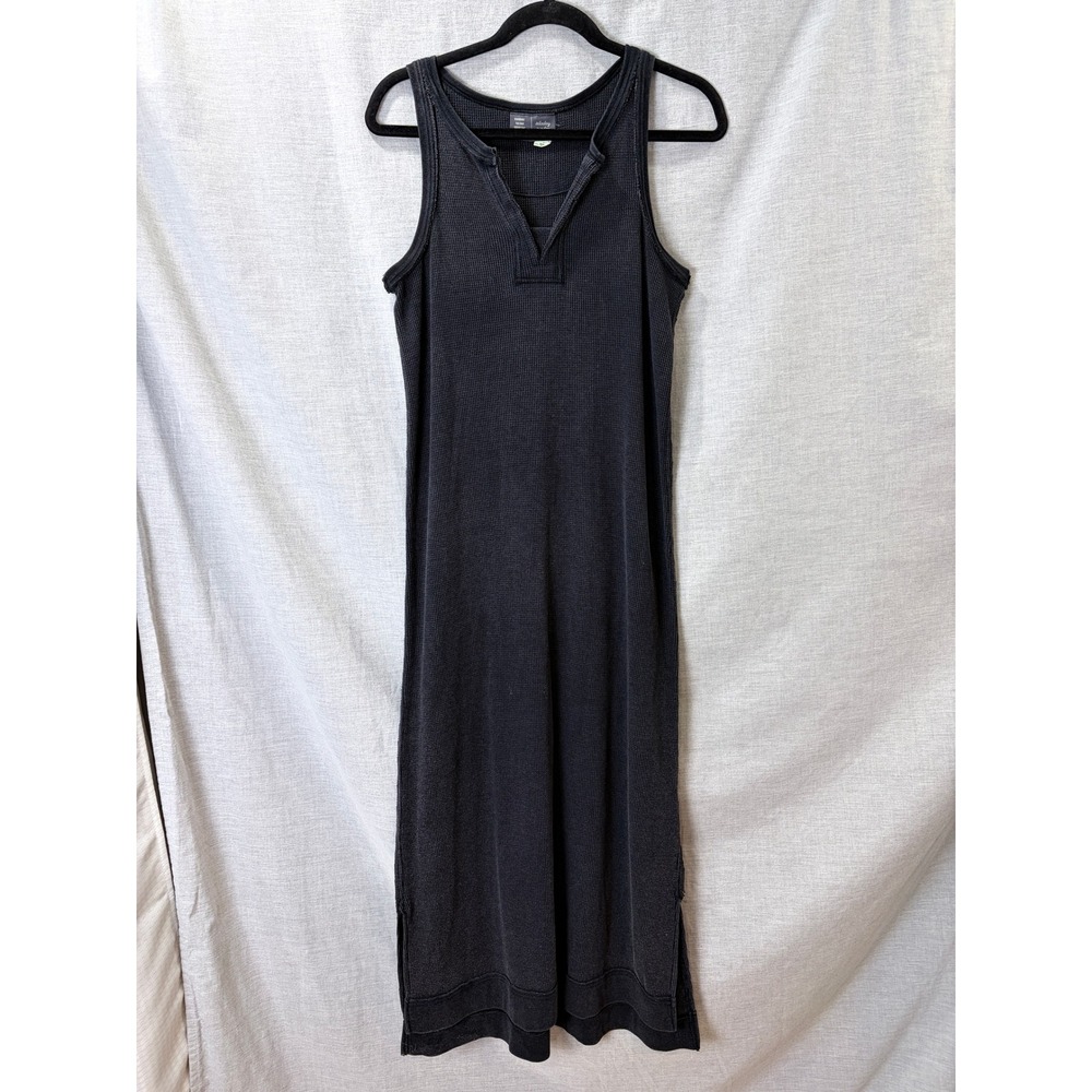 Anthropologie Saturday Sunday Black Waffle Knit Thermal Maxi Dress M